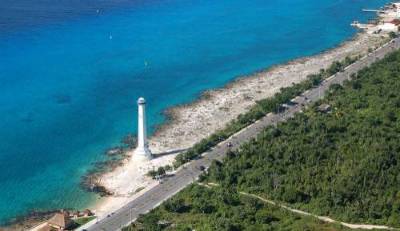 Cozumel Island road and lighthouse